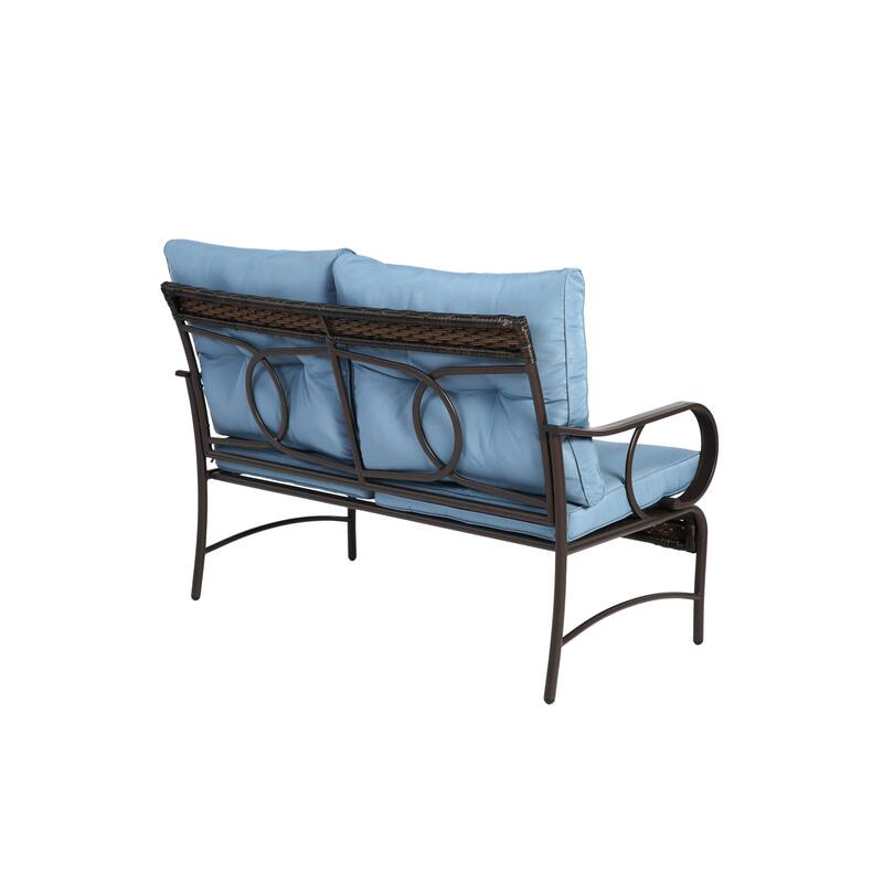 Classic Patio Sofa Wicker Conversation Set Rattan Sofa Chair wTable