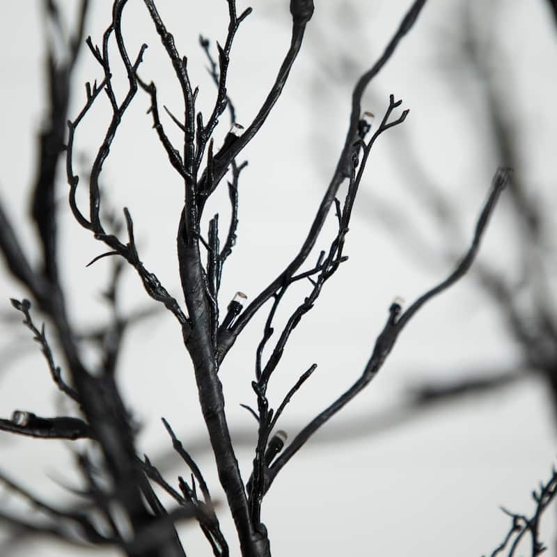 Pre-Lit Black Twig Artificial Halloween Tree - 6' - Dual Color LED Lights