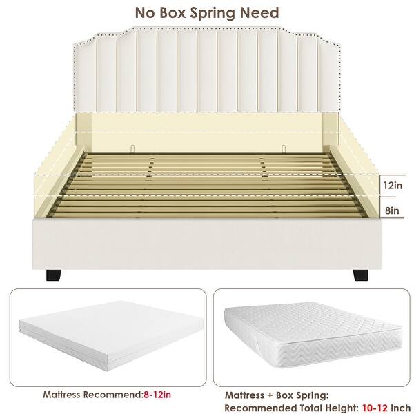 Chic Full Size Beige Storage Bed Frame featuring Plush Velvet Headboard and Sleek Hydraulic