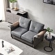 Modern Linen Fabric Faux Leather Upholstered Loveseats Sofa Living Room ...