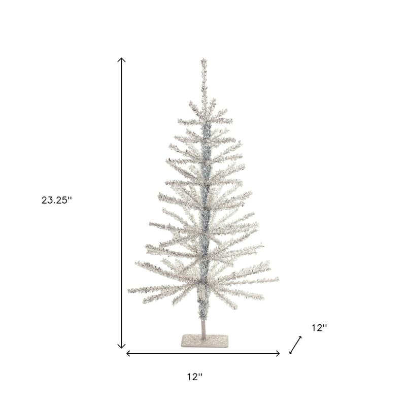 HomeRoots Set Of Two Silver Tinsel Sparse Pine Christmas Trees - 12.00 in. x 23.25 in. x 12.00 in.