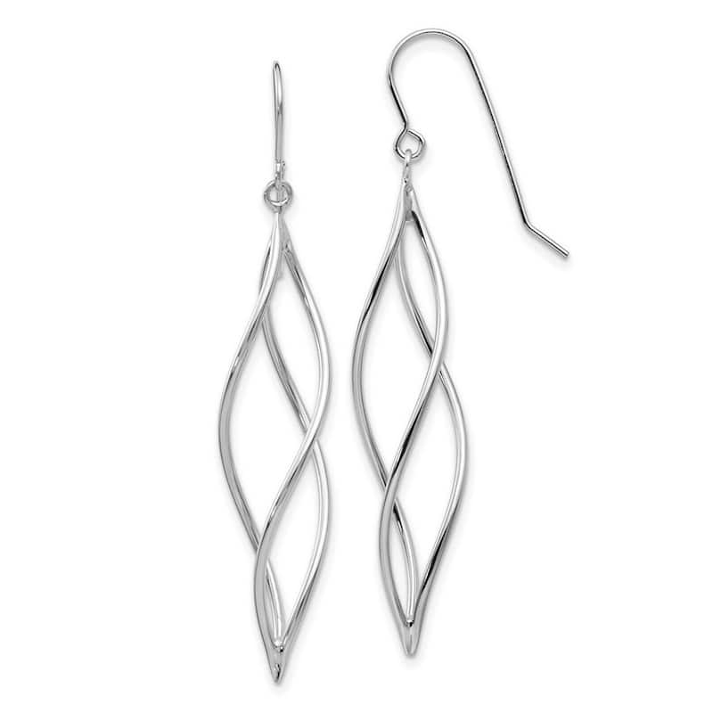 Curata 10k Yellow or White Gold 51x10mm Long Twisted Dangle Earrings