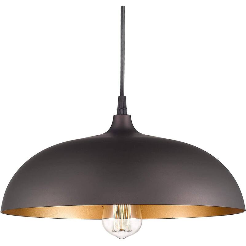 Farmhouse Pendant Light Fixture, 1-Light Industrial Hanging Light with Metal Dome Shade