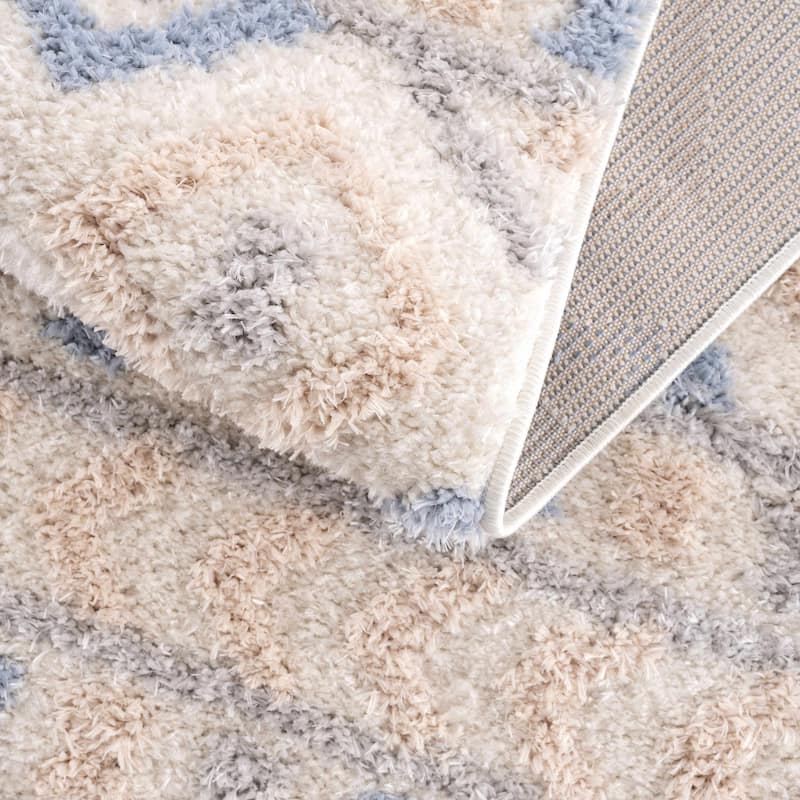 Tilos Moroccan Trellis Farmhouse Shag Area Rug