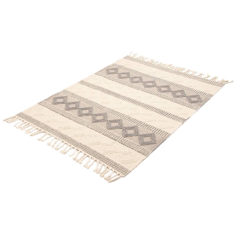 ECARPETGALLERY Braid weave Sienna Cream Wool Rug - 5'3 x 7'4