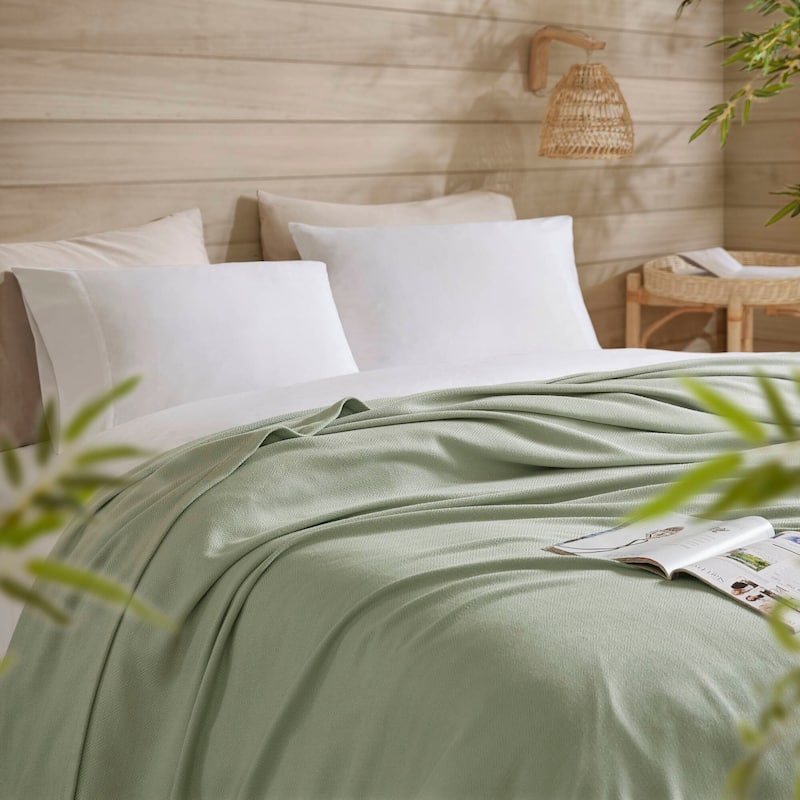 Chelsea Square Rayon from Bamboo Cooling Cotton Lightweight Blanket for Summer Spring