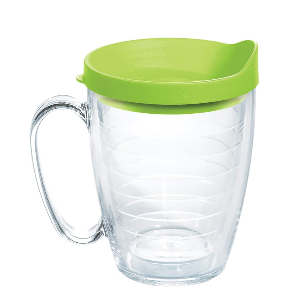 Tervis Clear & Colorful Lidded Made in USA Double Walled Insulated Travel Tumbler, Lime Green Lid - 16oz Mug
