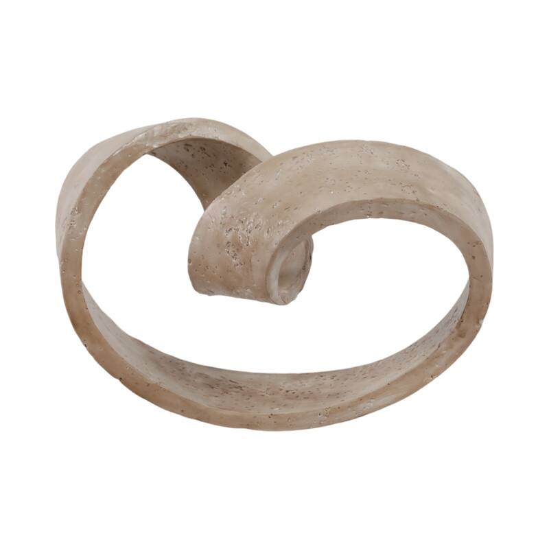Resin Decorative Object Spiral Ribbon Design Modern Accent - 7" Tan - 11.5" x 6.5" x 7"