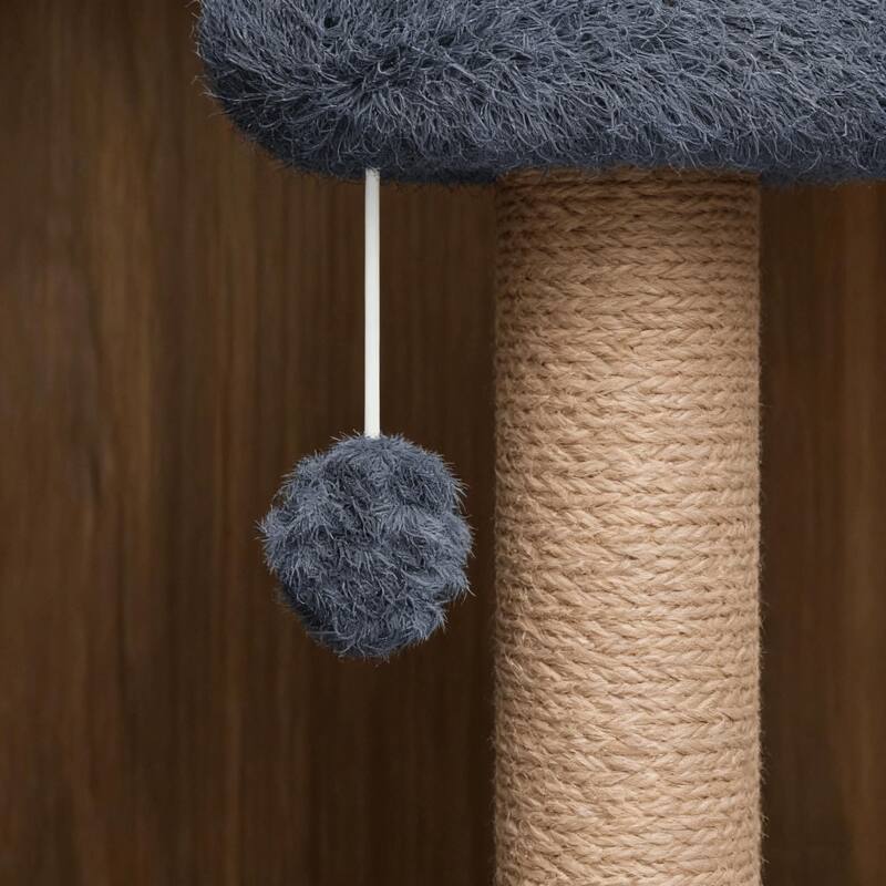 31.5" Walnut Cat Litter Cabinet with Cat Tree, Grooved Concealed Litter Furniture Featuring Dual Cat Doors and Storage Shelves