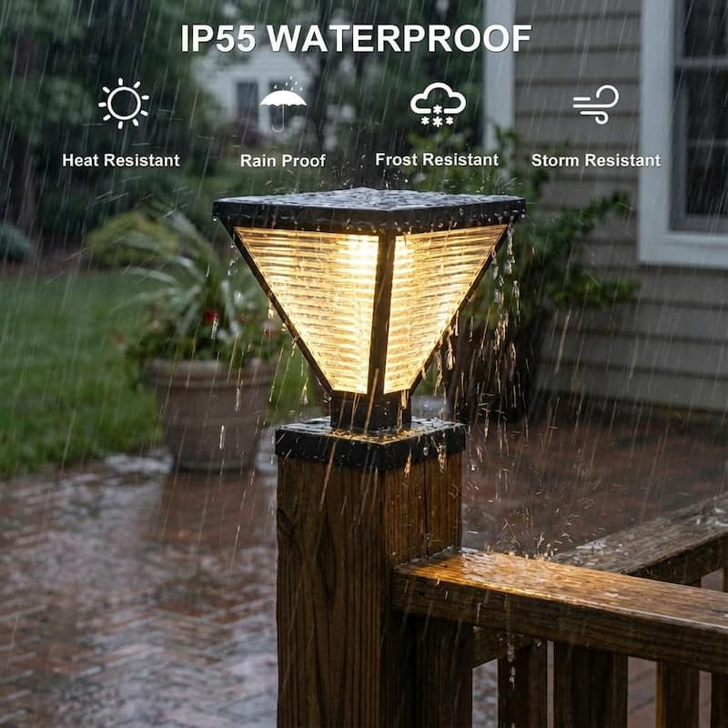 10 in Solar Powered LED Post Cap Light