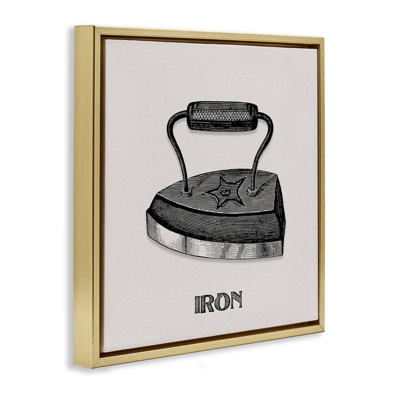 Stupell Antique Laundry Iron Framed Floater Canvas Wall Art Design By Val Rhodes