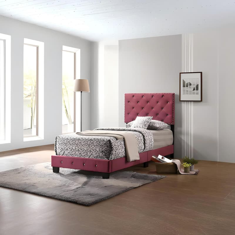 Cherry Finish Twin Bed for Warm Bedroom Decor - Cherry