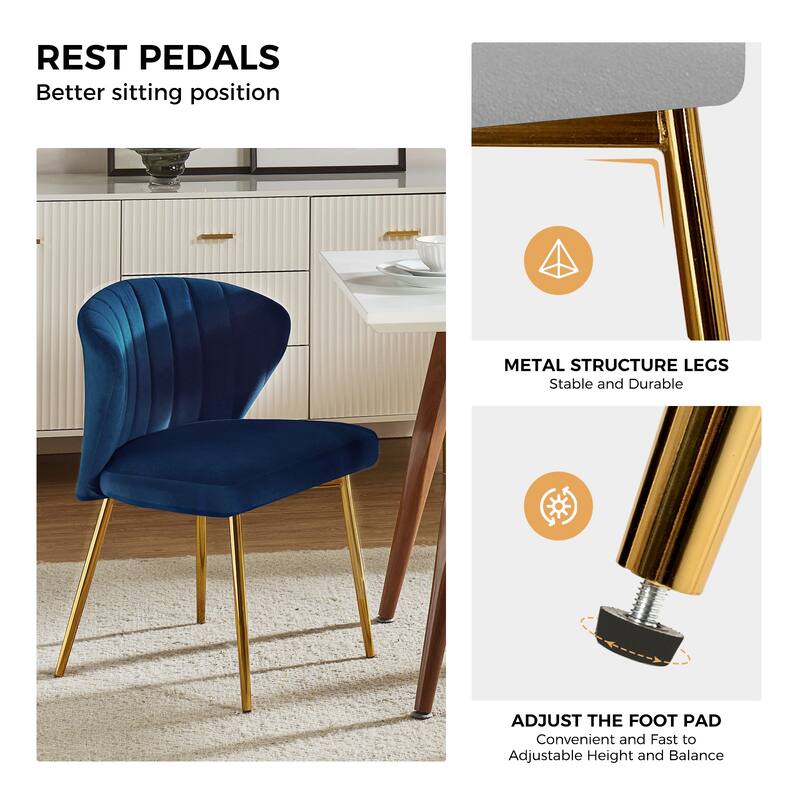Luna Modern Glam Upholstered Tufted Back Side Accent Dining Chair with Small Base by HULALA HOME