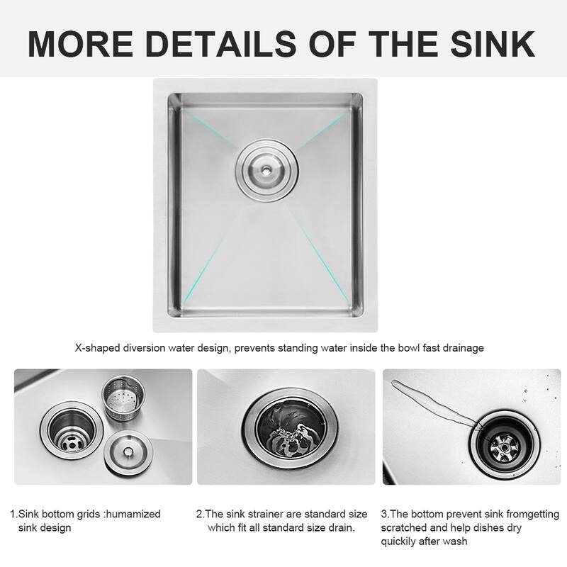 Undermount 16 Gauge Single Bowl Stainless Steel Kitchen Sink in Brushed Nickel
