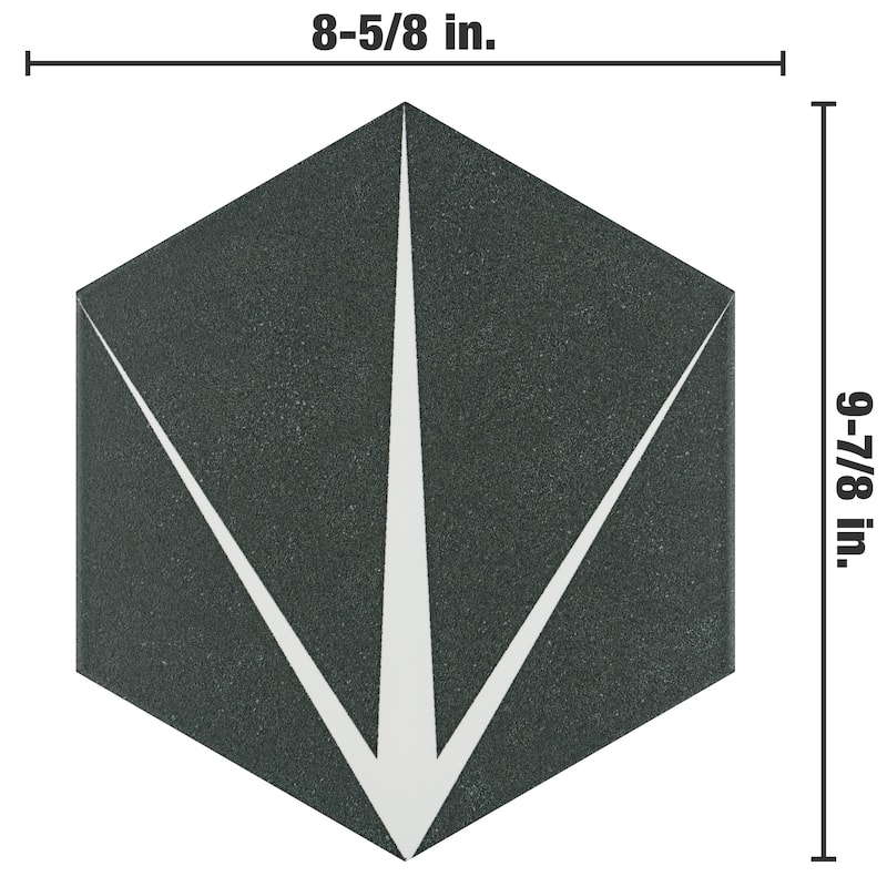 Merola Tile Trident Hex Nero 8-5/8" x 9-7/8" Porcelain Floor and Wall Tile