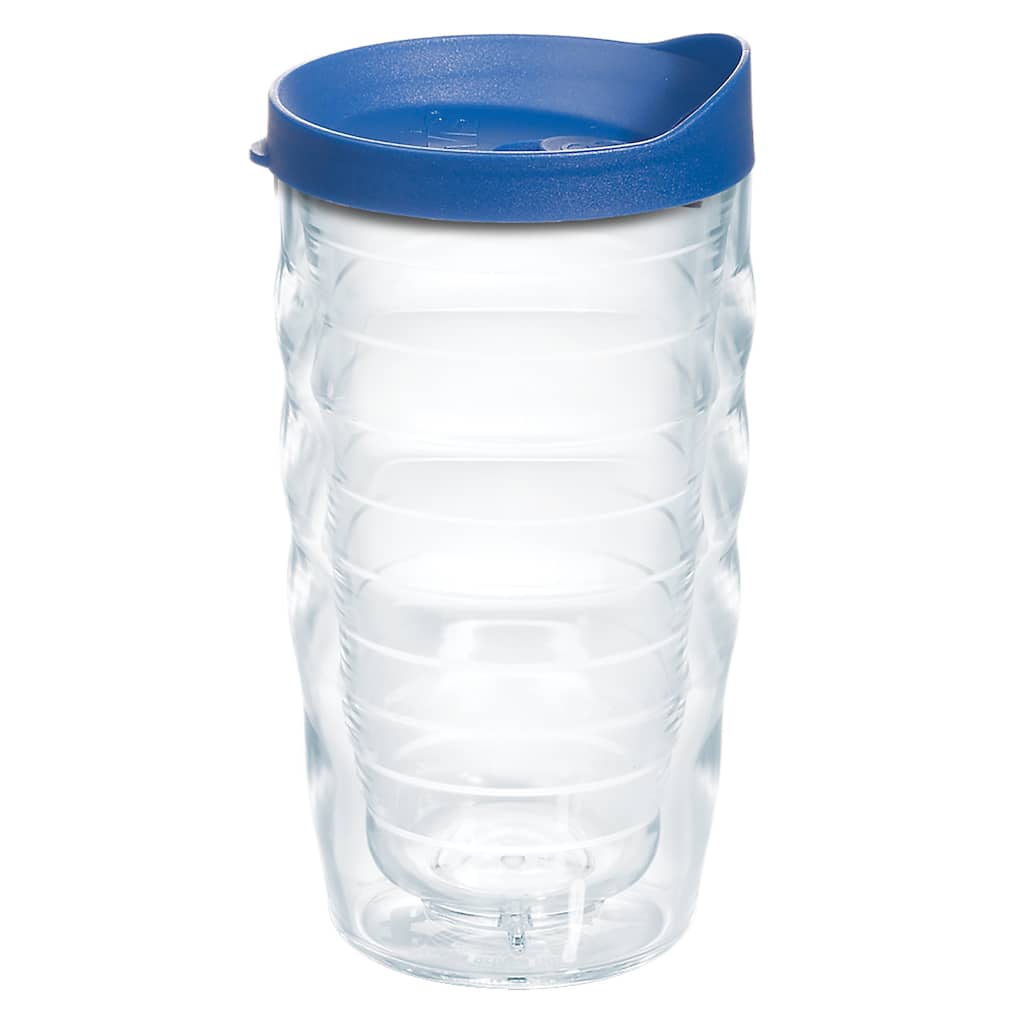 Tervis Clear & Colorful Lidded Made in USA Double Walled Insulated Travel Tumbler, Blue Lid - 10oz Wavy