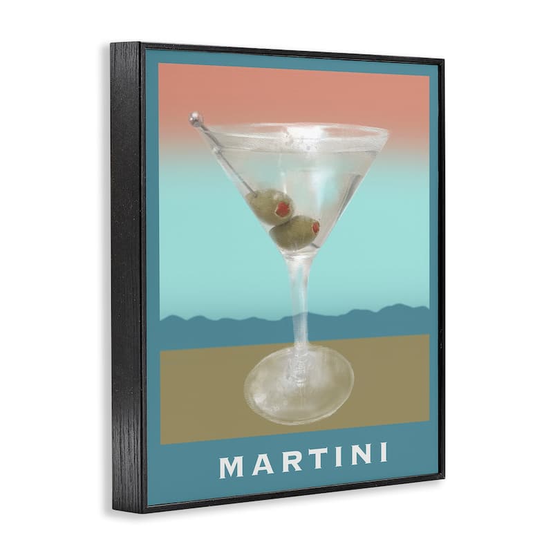 Stupell Martini over Muted Tones Framed Giclee Art Design By Matthew Piotrowicz