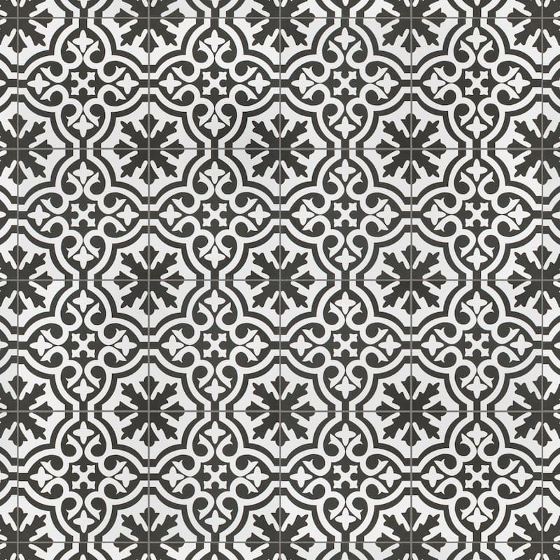 Merola Tile Berkeley II Black 17-5/8" x 17-5/8" Ceramic Floor and Wall Tile