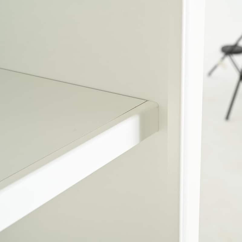 75'' Tall Display Shelf with Cabinet, Retro Style cabinet for Hallways Living Room, Kitchen, Home, Studio or Workspace - White