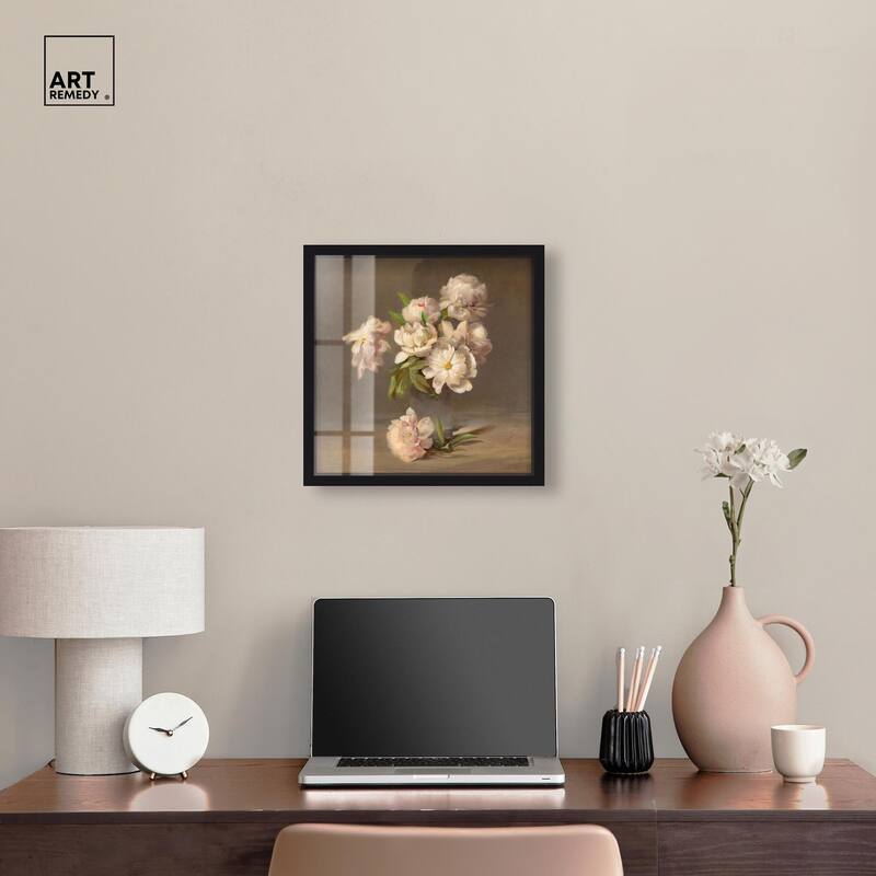 Porter Peonies in a Vase Shadowbox by Art Remedy