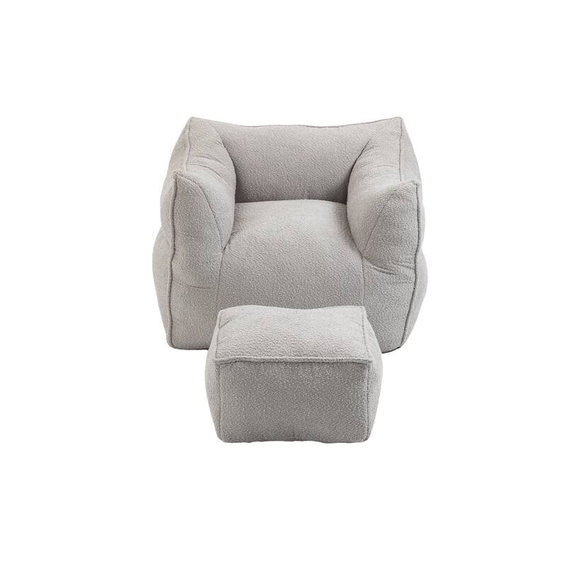 GDFStudio - COOLMORE Boucle Bean Bag Chair with Memory Foam Filling for Ultimate Comfort