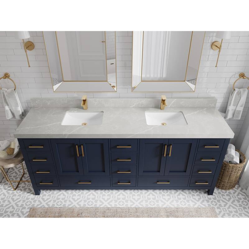 Willow Collection 84 in. W x 22 in. D Malibu Double Sink Bathroom Vanity with Countertop