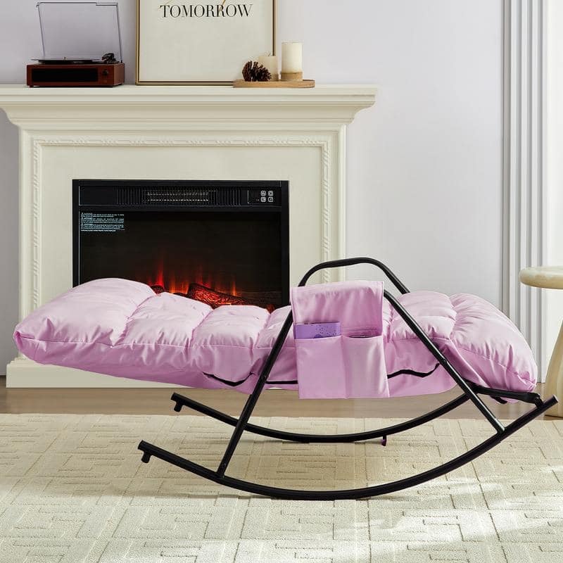 Mixoy Adjustable Widen Rocking Chair,Modern Lounge Nursery with Iron Frame