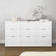 elegant white dresser 9-Drawer Dresser White Chest of Drawers for Living Room Hallway Bedroom, Modern Clothing Storage Cabinet