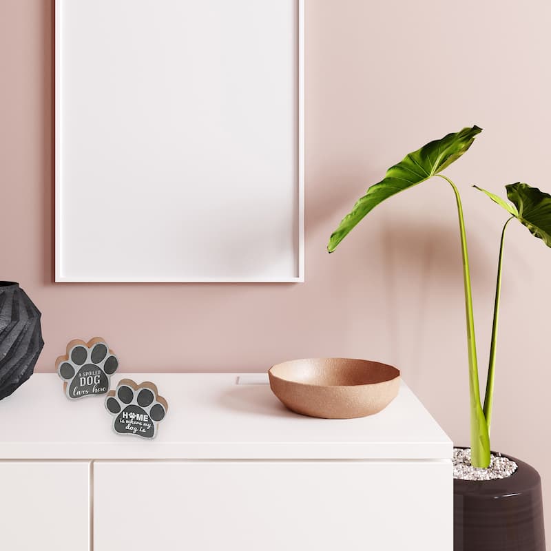 IH Casa Decor Wooden Dog Paw Shaped Sign Asstd - Set of 2