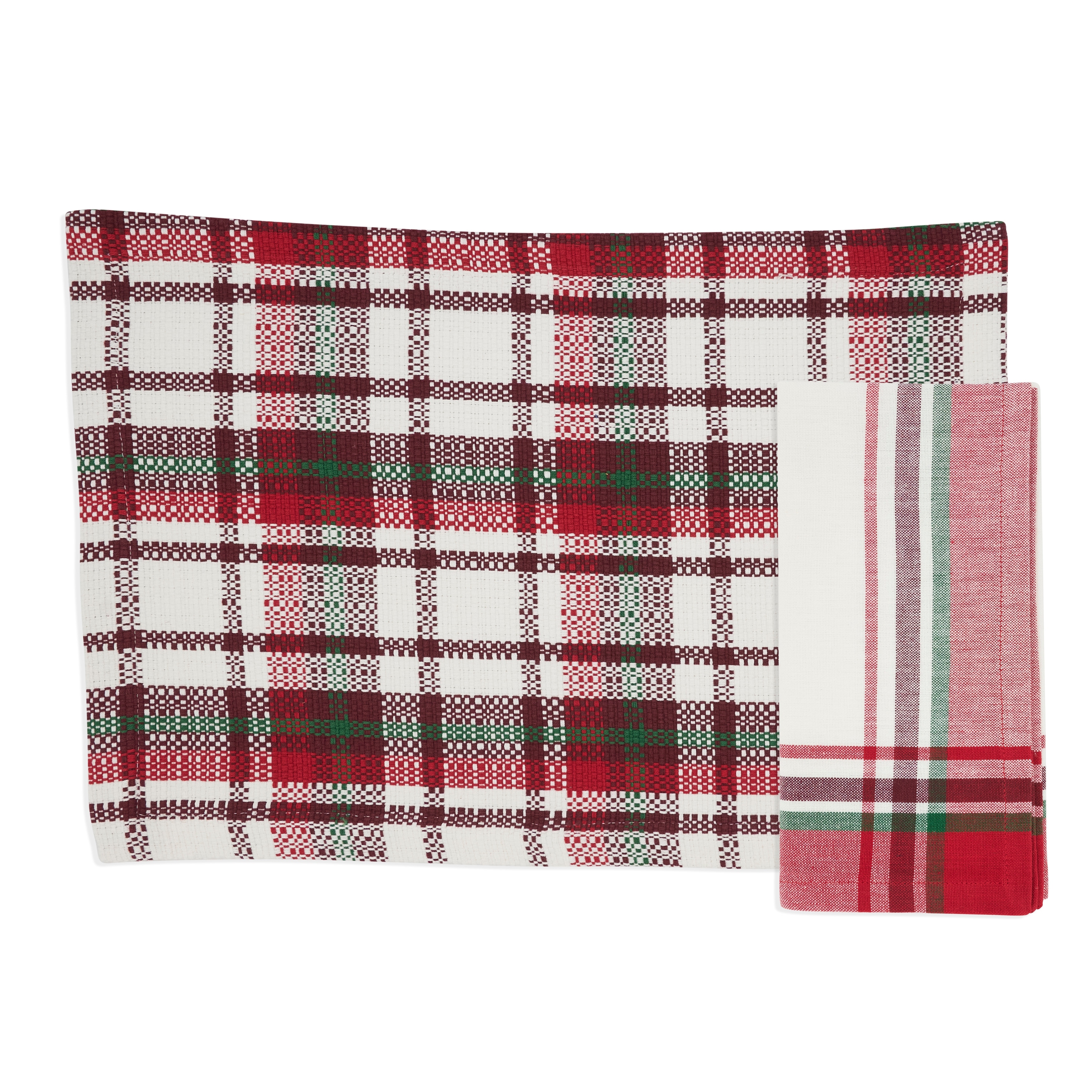 Classic Plaid Placemat & Napkin Set (Set of 4) – Cotton Table Linen Set for Everyday Dining & Casual Entertaining