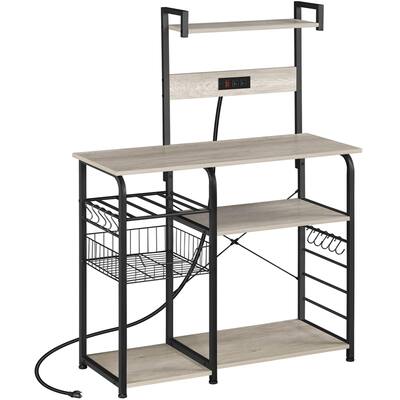 YATINEY Bakers Rack With Power Outlet, 3-Tier Microwave Stand