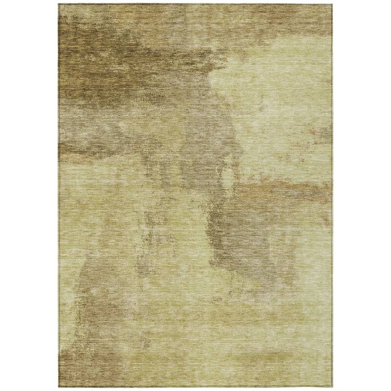 Machine Washable Indoor/ Outdoor Contemporary Abstract Chantille Rug