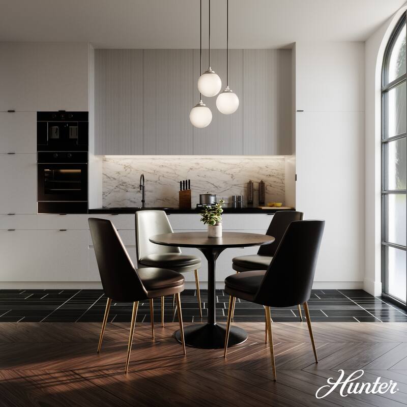 Hunter Hepburn 3 Light Cluster Ceiling Light - Kitchen, Island, Dining Room - Globe, Orb - Mid-Century Modern, Art Deco