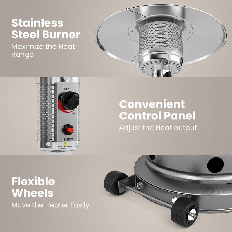 PAMAPIC 48000 BTU Outdoor Propane Patio Heater w/Cover