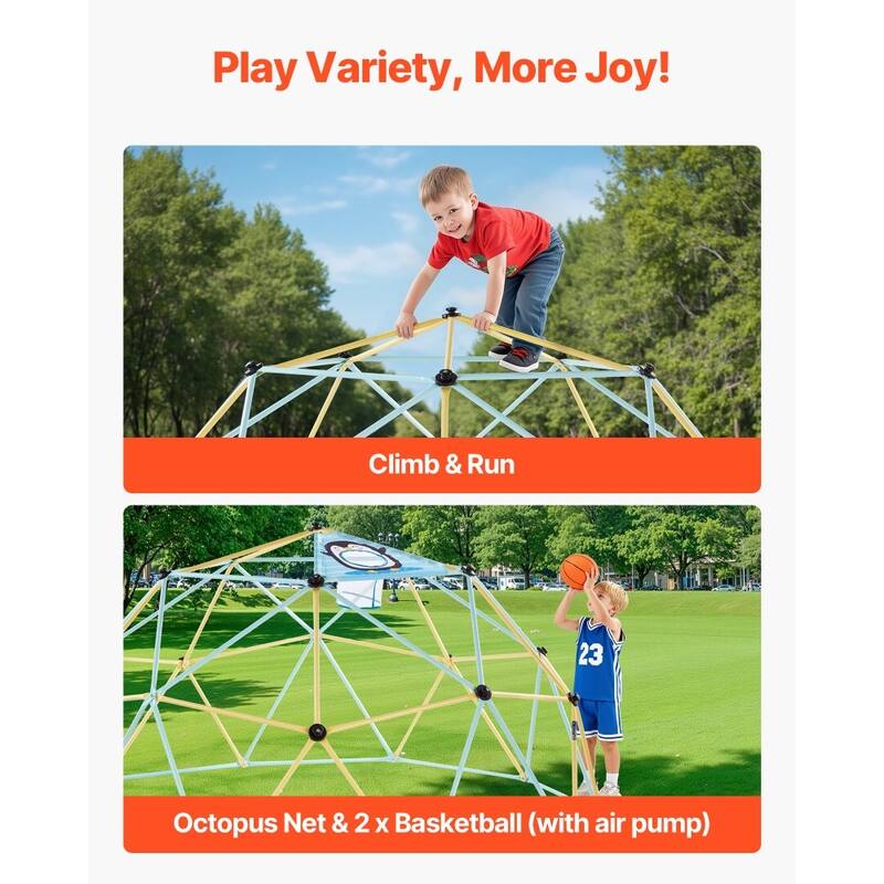 10FT Children’s Rust-Resistant Climbing Dome for Jungle Gym and Basketball Octopus Net - 120 x 120 x 60 in