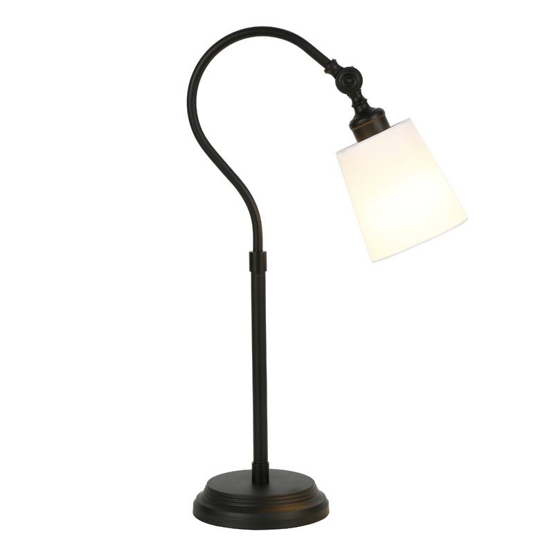 25" Metal Arched Table Lamp With White Drum Shade - 14" x 14" x 25"