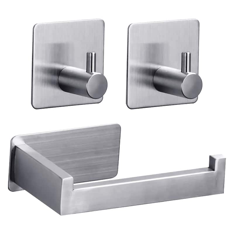 Yulika 3 Piece Bathroom Hardware Set Stainless Steel Bathroom Towel Holder Set - Silver