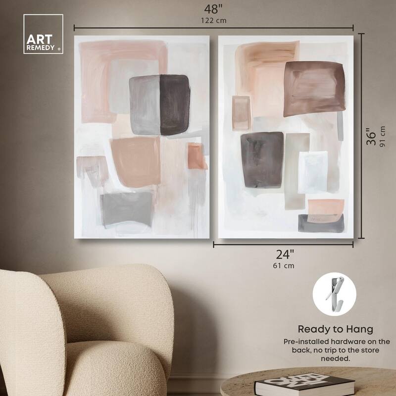 Soft Shapes Set Canvas Set of 2 by Art Remedy, Gallery Wrapped