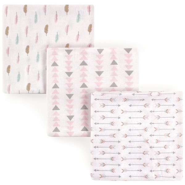 slide 1 of 1, Luvable Friends Baby Girl Cotton Flannel Receiving Blankets, Girl Feathers 3-Pack, One Size - Girl Feathers 3-Pack - One Size Girl Feathers 3-Pack - One Size