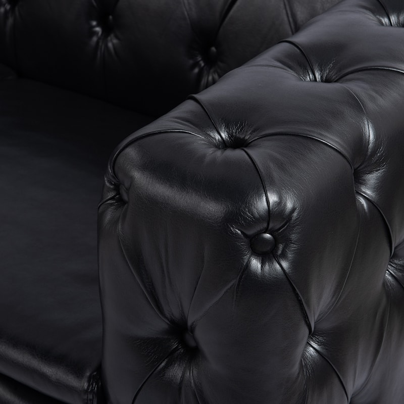 84.06 in. Traditional Square Arm Removable Cushion 3 Seater Sofa
