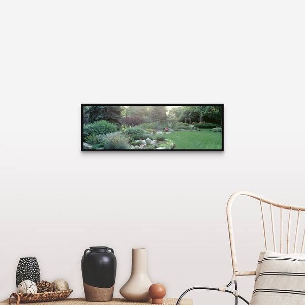 Shop Plants In A Garden Backyard Suburban Garden Illinois Black Float Frame Canvas Art Overstock 25511661