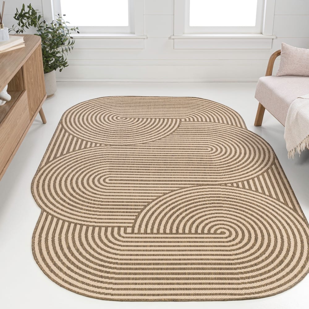 Margot Modern Geometric Arch Stripe Indoor/Outdoor Shaped Area Rug