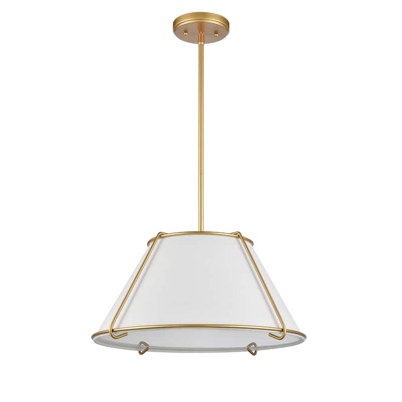 Elk Home Regalia Satin Nickel With White Linen Shade 1 Light Pendant - 18''