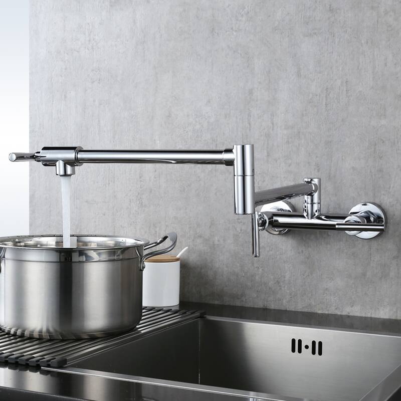 WOWOW Wall Mounted Pot Filler Faucet with Hot Cold Water Control