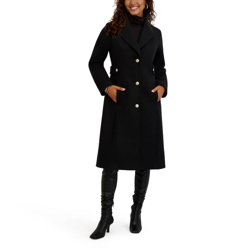 Kensie Boucle Notch Collar Long Coat