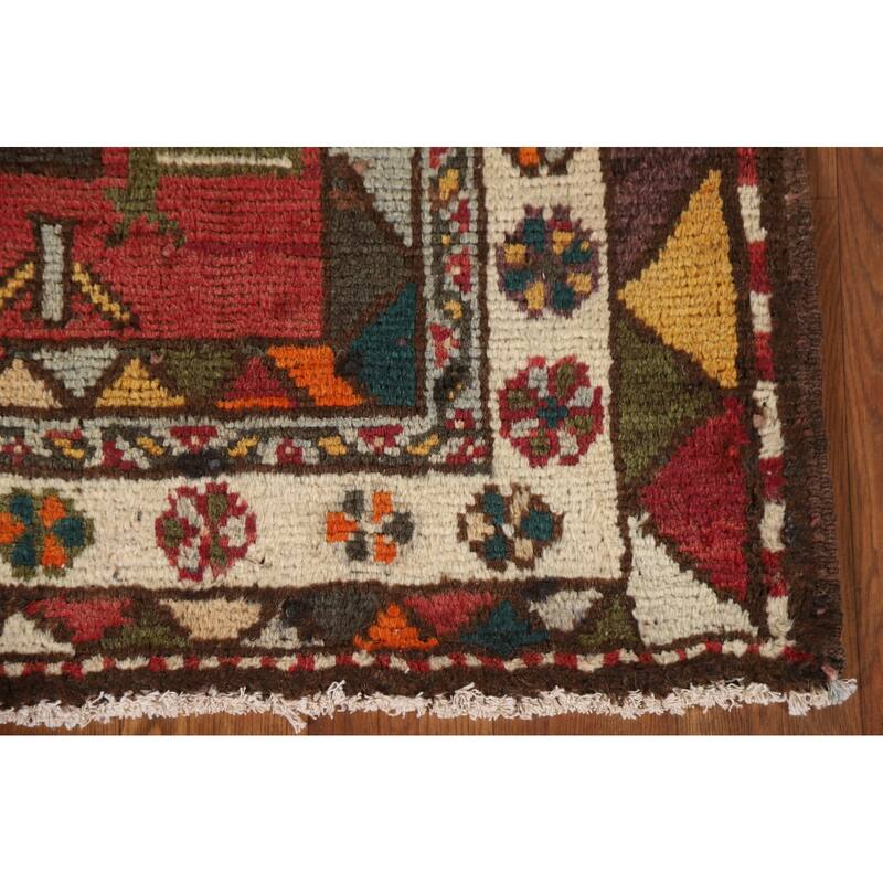 Hamedan Persian Vintage Runner Rug Handmade Wool Carpet - 3'10"x 11'9"