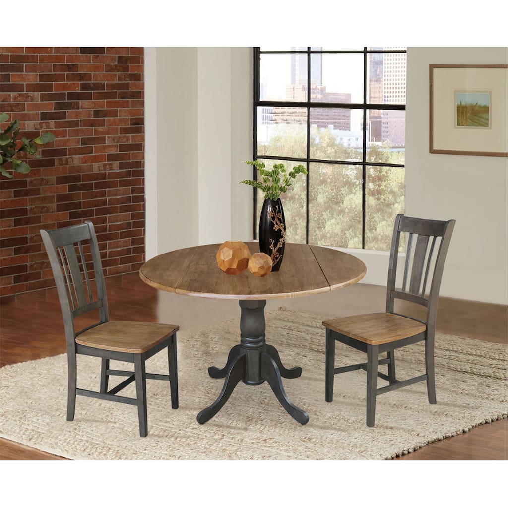 42" Dual Drop Leaf Table With 2 San Remo Side Chairs - 3 Piece Set