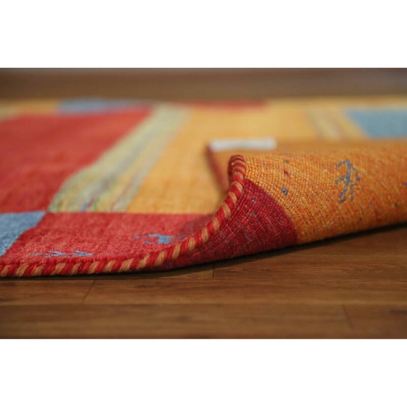 Hand Knotted Oriental 100% Wool Carpet Tribal Animal Pictorial Multi-Colored Gabbeh Area Rug - 9' 9'' X 6' 5''