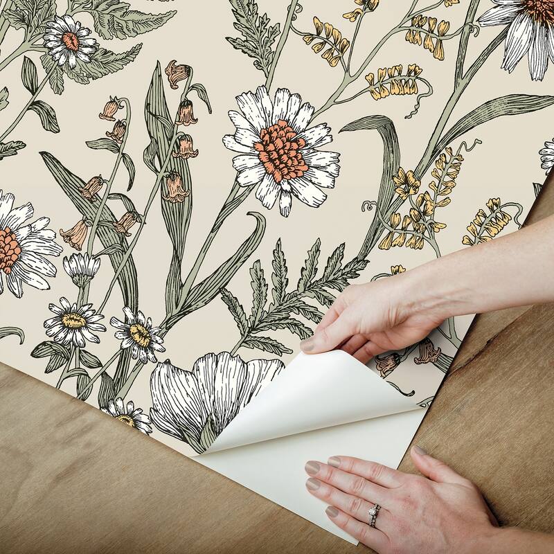 Spring Meadow Cream Peel and Stick Wallpaper