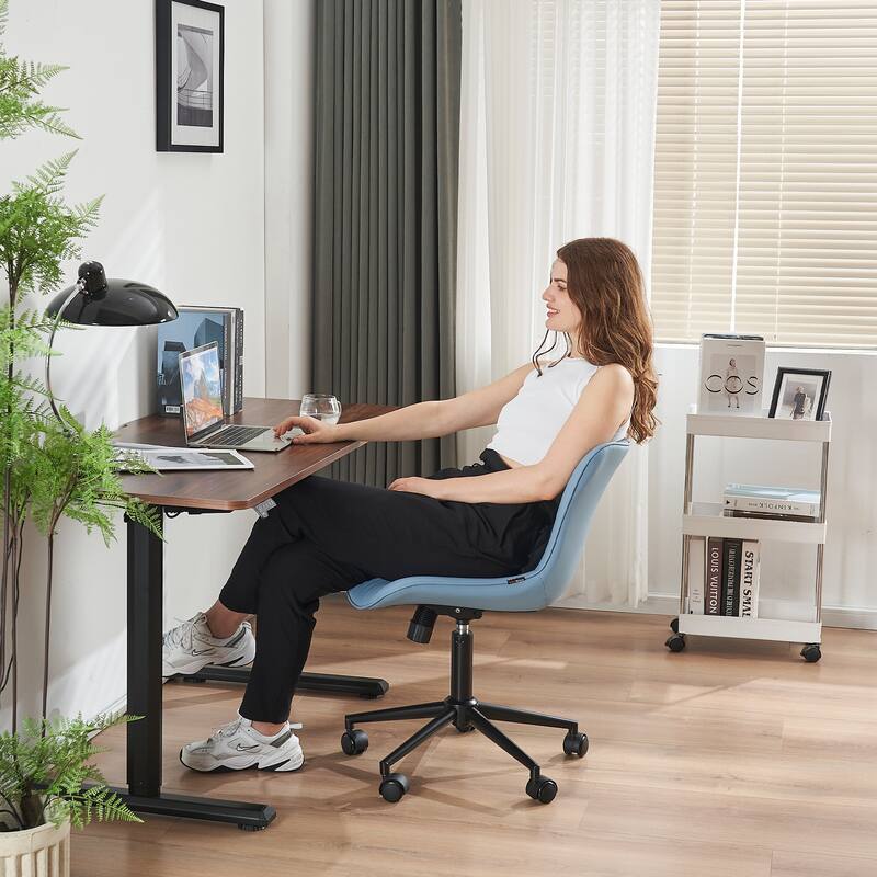 Armless Office Chair Swivel Home Office Desk Chairs with Wheels
